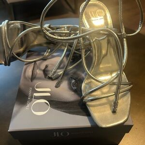 Jennifer Lopez Champagne lace-up Strappy Heels